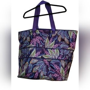 VERA BRADLEY Large Travel TOTE BAG - PURPLE Batik Leaves